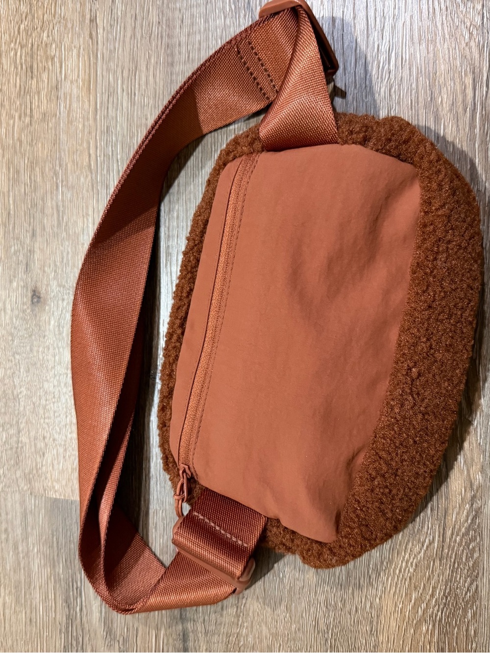 Sherpa Teddy Fleece Belt Bag Crossbody Bum Bag Brown Cinnamon Designer Inspired - Picture 4 of 7